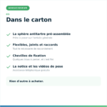 Contenu du carton EcoCrystal : sphère antitartre pré-assemblée, flexibles, raccords, chevilles et notice